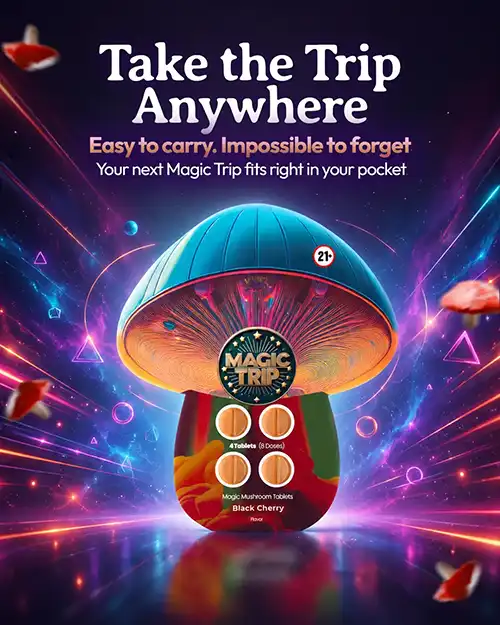 Magic Trip Take the Trip Anywhere cannabis pouch campaign