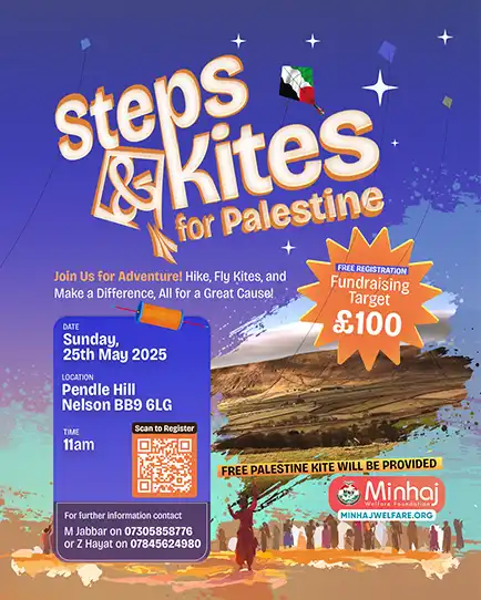 Minhaj Welfare Foundation Steps and Kites for Palestine fundraising campaign