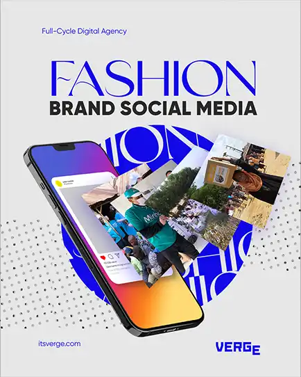 Verge fashion brand social media campaign design and mobile mockup