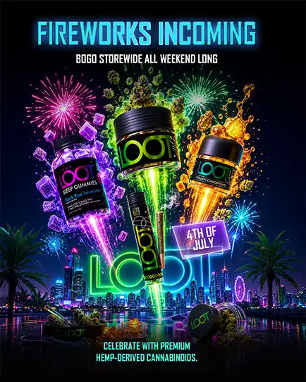 LOOT cannabis Fourth of July fireworks product campaign