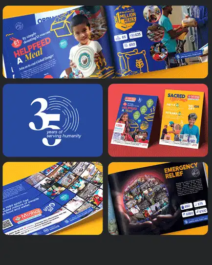 Minhaj Welfare Foundation 35 years campaign and publication designs